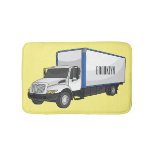 Box truck cartoon illustration bath mat