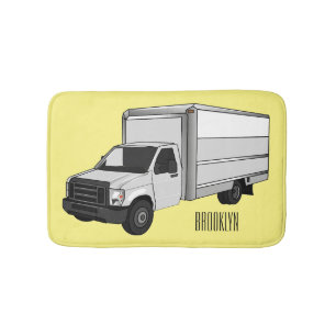 Box truck cartoon illustration bath mat