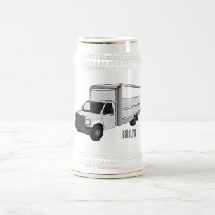 Box truck cartoon illustration beer stein