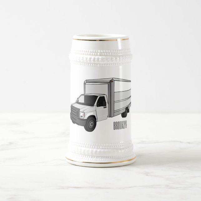 Box truck cartoon illustration beer stein (Center)
