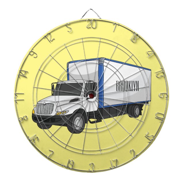 Box truck cartoon illustration dartboard (Front)