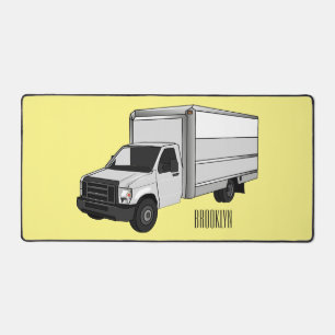 Box truck cartoon illustration desk mat