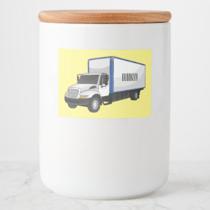 Box truck cartoon illustration food label