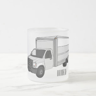 Box truck cartoon illustration frosted glass coffee mug
