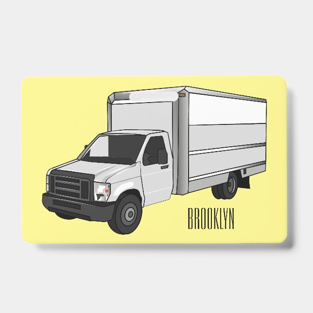 Box truck cartoon illustration ID badge (Front)