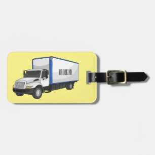 Box truck cartoon illustration luggage tag