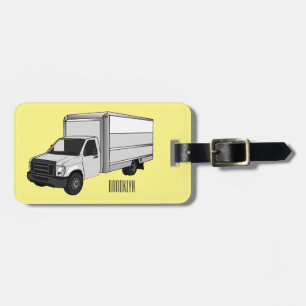 Box truck cartoon illustration luggage tag