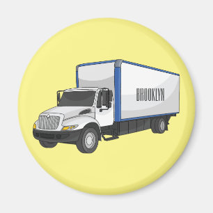Box truck cartoon illustration magnet