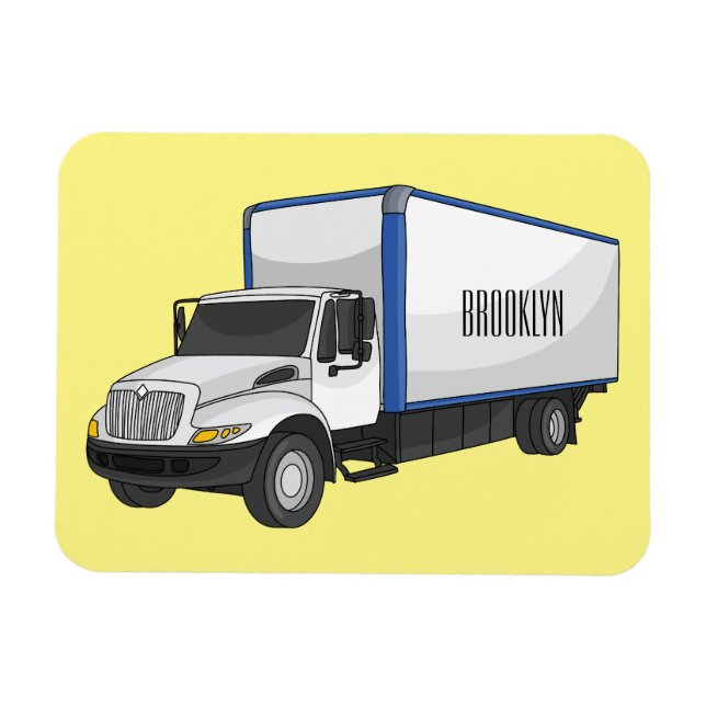 Box truck cartoon illustration magnet (Horizontal)