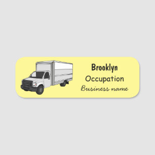 Box truck cartoon illustration name tag