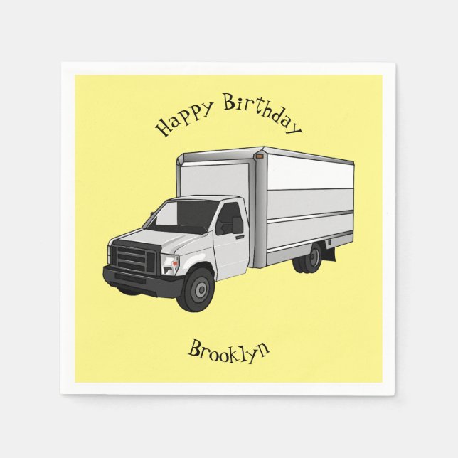 Box truck cartoon illustration napkin (Front)