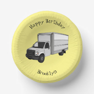 Box truck cartoon illustration paper plate