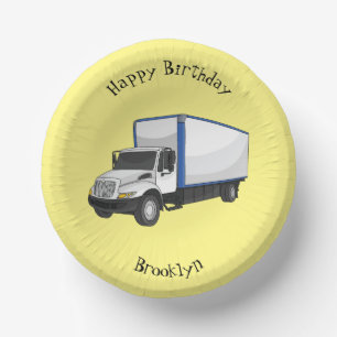Box truck cartoon illustration paper plate