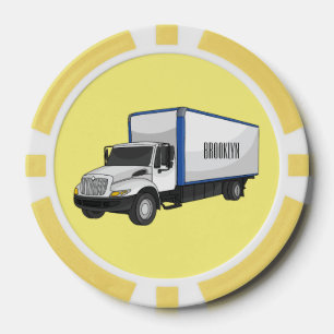 Box truck cartoon illustration poker chips