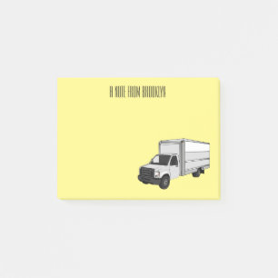 Box truck cartoon illustration post-it notes