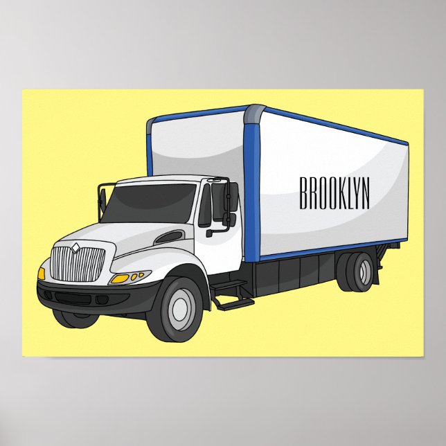 Box truck cartoon illustration poster (Front)