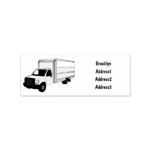 Box truck cartoon illustration rubber stamp