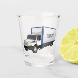 Box truck cartoon illustration shot glass