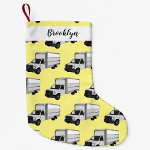 Box truck cartoon illustration small christmas stocking