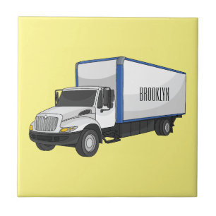 Box truck cartoon illustration tile