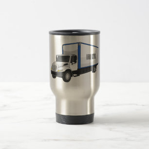 Box truck cartoon illustration travel mug