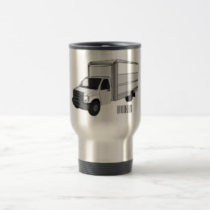 Box truck cartoon illustration travel mug