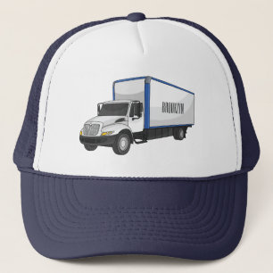 Box truck cartoon illustration  trucker hat