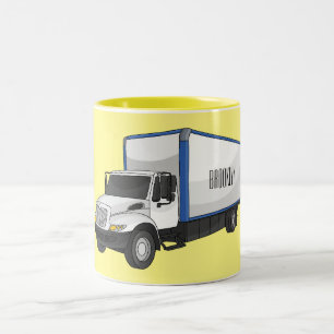 Box truck cartoon illustration Two-Tone coffee mug