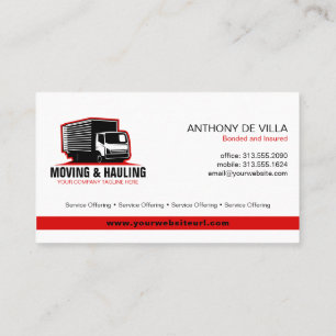 Box Truck Moving & Delivery Service Company Busine Business Card