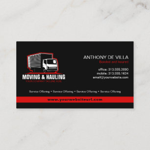 Box Truck Moving & Delivery Service Company Business Card