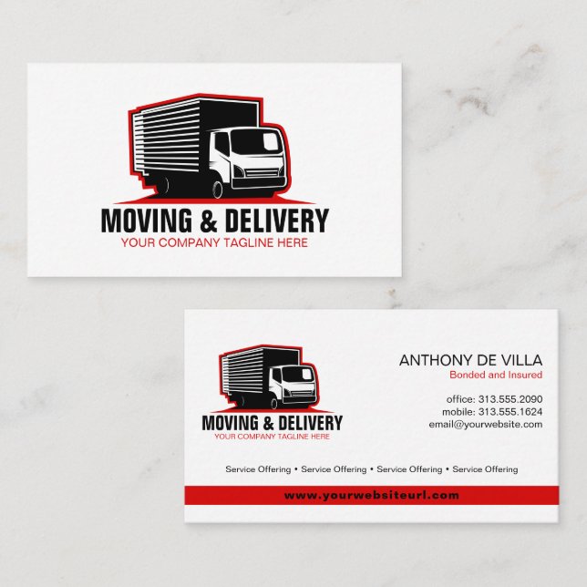 Box Truck Moving & Delivery Service Haul Company Business Card (Front/Back)