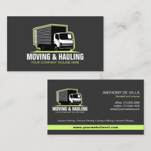 Box Truck Moving, Hauling & Delivery Service Business Card
