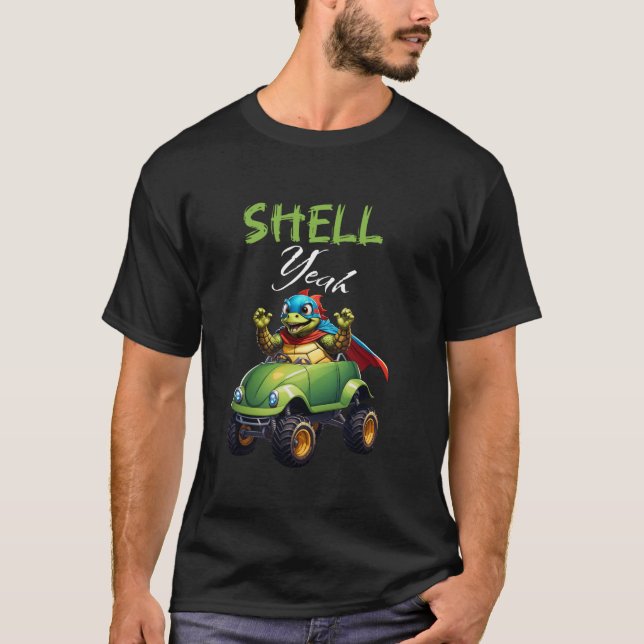 Box Turtle Cute Monster Truck Shell Yeah Superhero T-Shirt (Front)