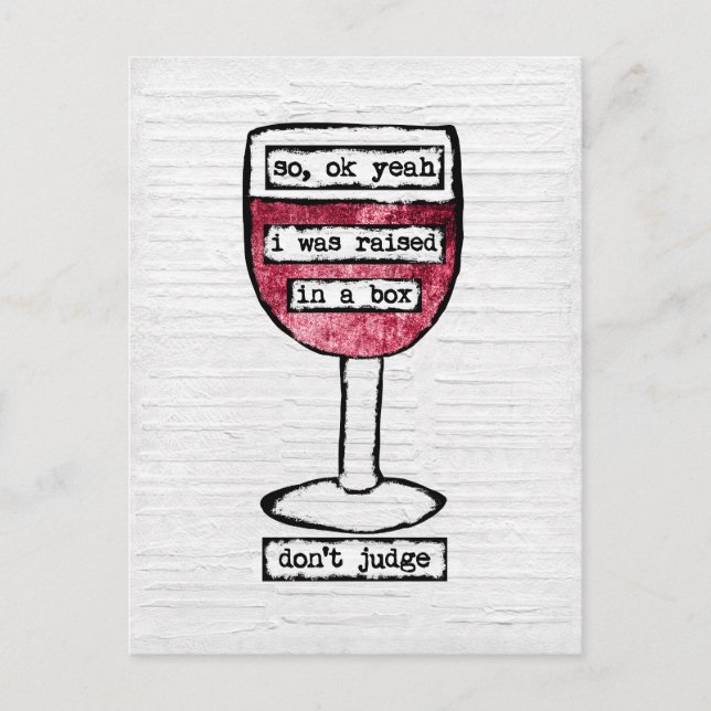 Box Wine Glass Postcard - Funny Wine (Front)