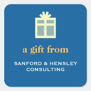 Box with bow sophisticated gift tag blue label