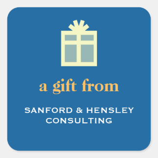 Box with bow sophisticated gift tag blue label