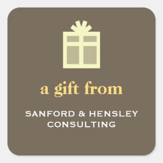 Box with bow sophisticated gift tag brown label
