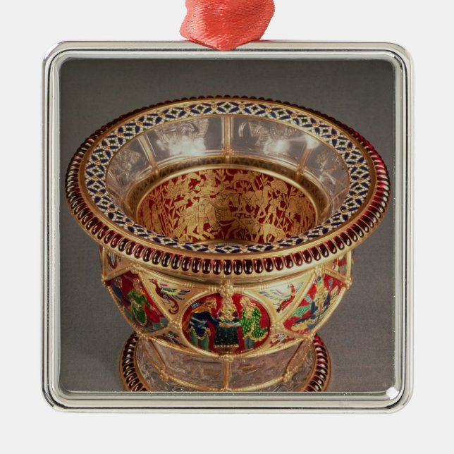 Box with plique-a-jour and cloisonne metal tree decoration (Front)