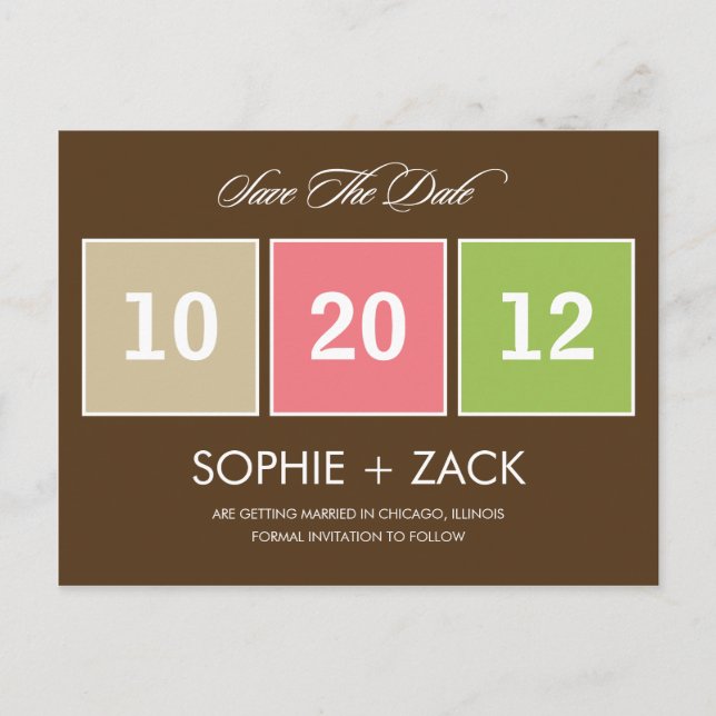Boxed Calendar Save The Date Postcard (Brown) (Front)