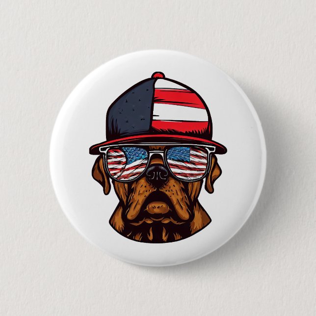 Boxer 4th of July 6 Cm Round Badge (Front)