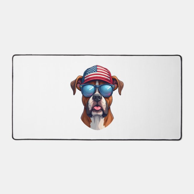 Boxer 4th of July Desk Mat (Front)