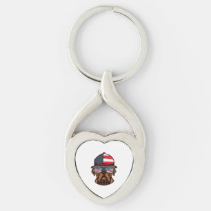 Boxer 4th of July Key Ring