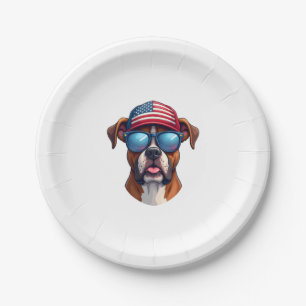 Boxer 4th of July Paper Plate