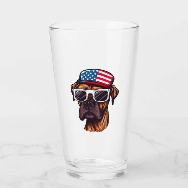 Boxer 4th of July Party Glass (Front)