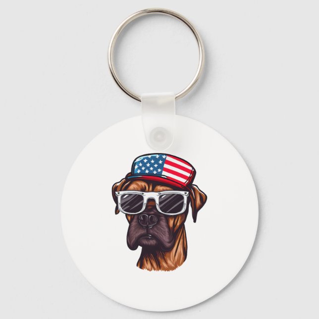 Boxer 4th of July Party Key Ring (Front)