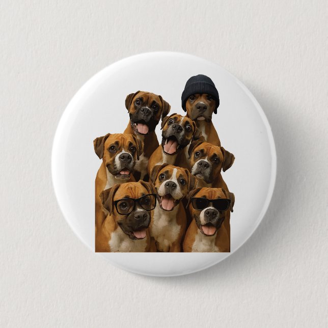 Boxer  6 cm round badge (Front)