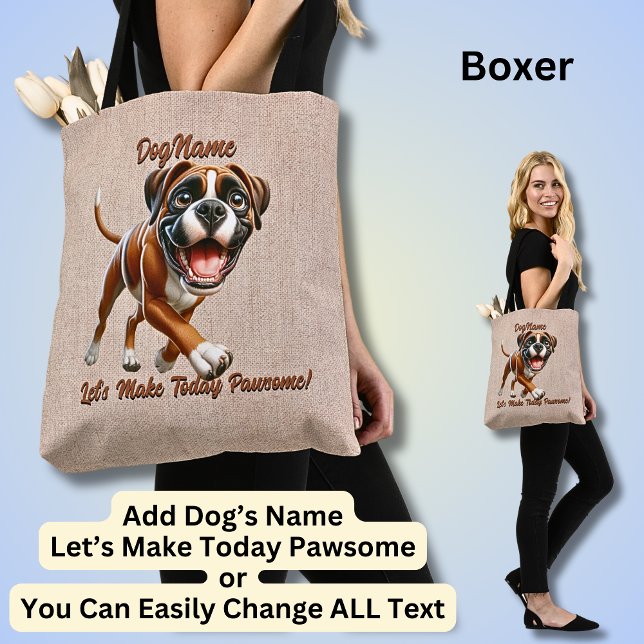 Boxer - Add Dog's Name, Change Text Tote Bag (Creator Uploaded)