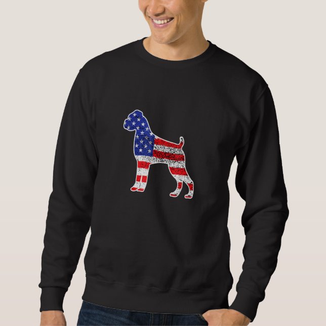 Boxer American Flag Patriotic Boxer Dog 4th Of Jul Sweatshirt (Front)
