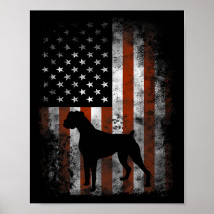 Boxer American Flag Shirt Usa 4th Of July Dog Gift Poster