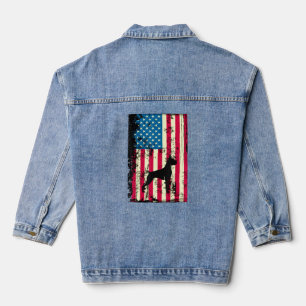 Boxer American Flag USA Patriotic 4th Of July Denim Jacket